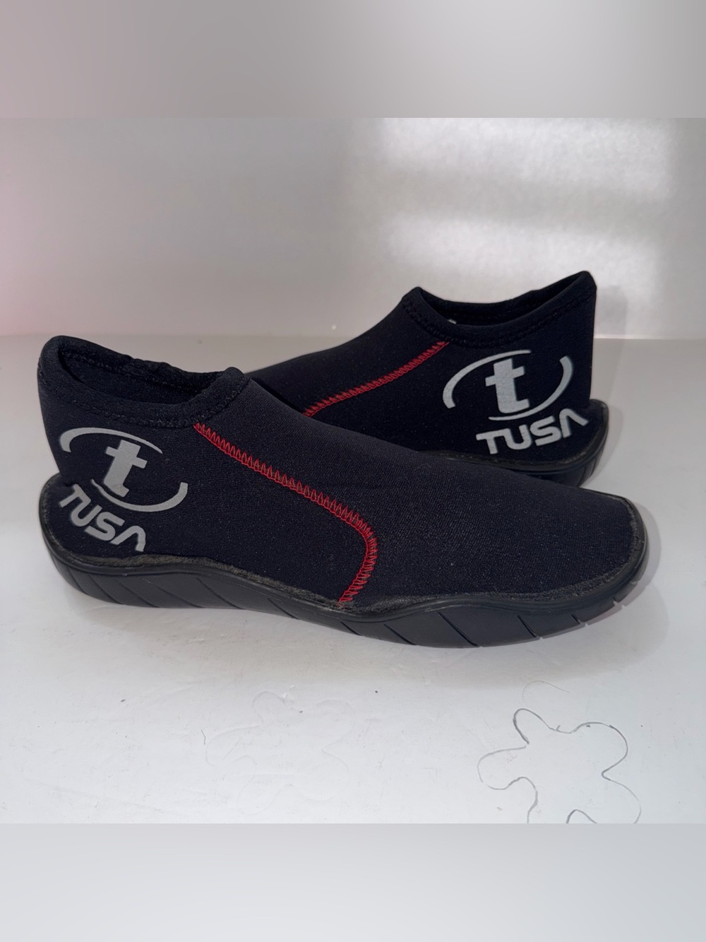 Tusa Men's Black Neoprene Water Shoes with Red Stitching - Picture 2 of 6